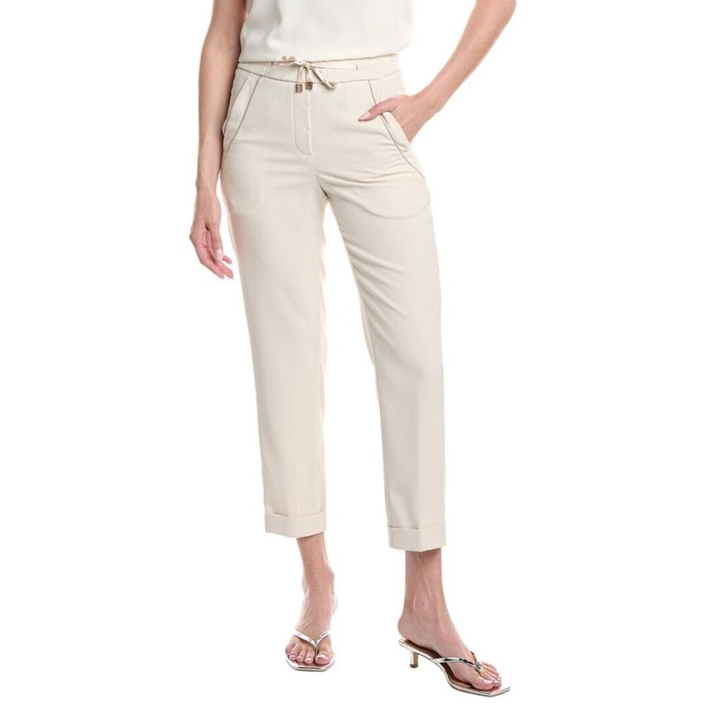 Peserico Womens  Embellished Pant, White